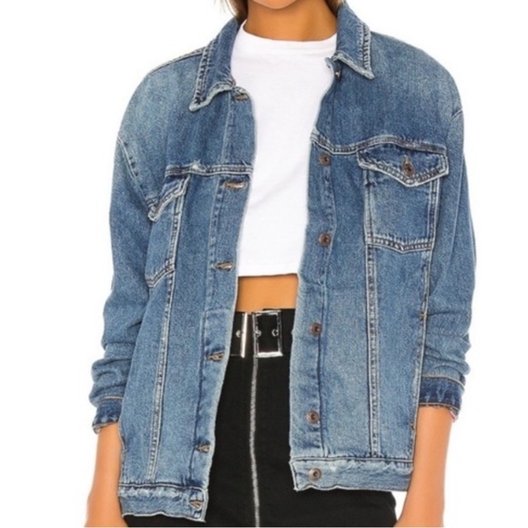 Free People Ramona Trucker Denim Jean Jacket M - Picture 4 of 16
